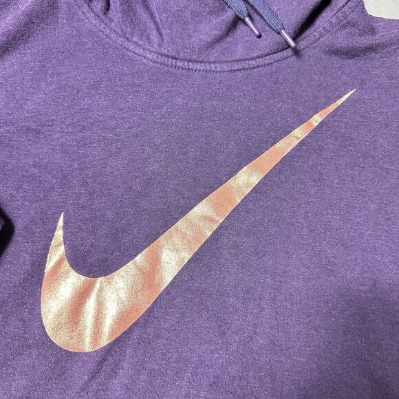 Nike Hoodie Women Medium Club Funnel Center Swoosh Purple Pullover - Picture 7 of 11